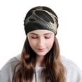 thumbnail image 6 of Yiaed Gold Pattern Skull Print Multifunction Beanie Hats for Women Men Slouchy Knit Beanie Hat Winter Hat Scarf Stretch Skull Cap, 6 of 8