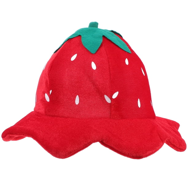 KAKOWELY Sombrero de fresa decorativo para Halloween, sombrero decorativo para fiesta de cosplay, sombrero de fresa para cosplay, sombrero de pescador de fresa, sombrero para disfraz de Halloween