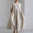 thumbnail image 2 of Ruyang Women's 2024 Summer Fashion Cotton Solid Color Pocket Dress Casual Summer Dresses for Women Boho Floral Dresses, 2 of 5