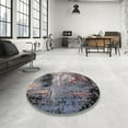 thumbnail image 4 of Ahgly Company Machine Washable Indoor Round Industrial Modern Black Area Rugs, 4' Round, 4 of 7