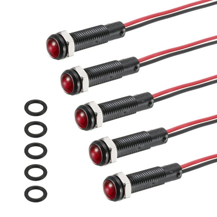 Uxcell 5Pcs 6mm Indicator Light,110V-220V AC/DC LED Plastic Shell Signal Lamp Waterproof IP67,Red