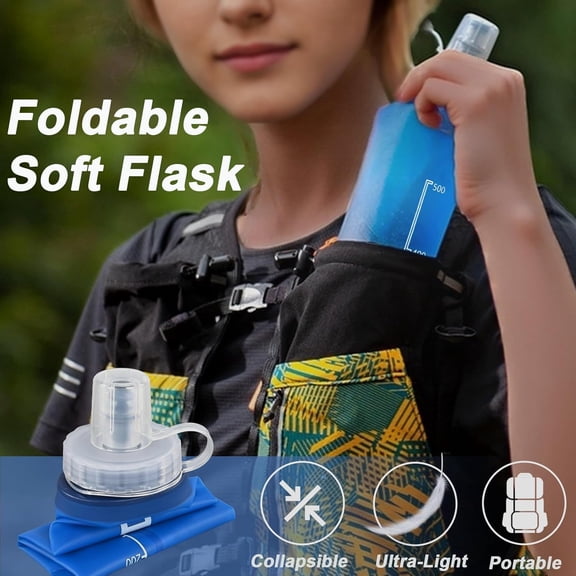 ACDANC 2 Pack Collapsible Water Bottle 500Ml – Bpa-Free Foldable Soft Flask for Running, Hiking, Cycling, Jogging, Marathon, Travel, Outdoor – Reusable Hydration Bottle for Backpack (500 Ml)