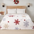 thumbnail image 3 of Christmas Throw Blanket Snowflake Fleece Throw Blanket Winter Holiday Lightweight Decorative Blanket Super Soft Cozy Throw Blanket for Home Sofa Couch(Red/Gold Snowflake) 60" x 80", 3 of 6