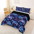 thumbnail image 2 of jejeloiu Galaxy Sea Turtle Print Full Size Comforter Sets,Watercolor Coral Pattern Bedding Comforter Set For Boys,Blue Purple,Black Reversible,3-Piece,1 Comforter and 2 Pillowcases, 2 of 7