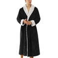 thumbnail image 4 of VNKIDY Men's Loungewear Solid Color Plush Lined Robes Long Sleeve V Neck Belted Soft Loungewear For Casual Daily Home Relaxation Activities Relaxed Fit Homewear, 4 of 4