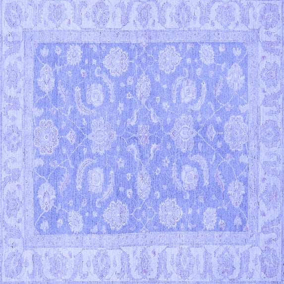 Ahgly Company Machine Washable Indoor Square Oriental Blue Traditional Area Rugs, 6' Square