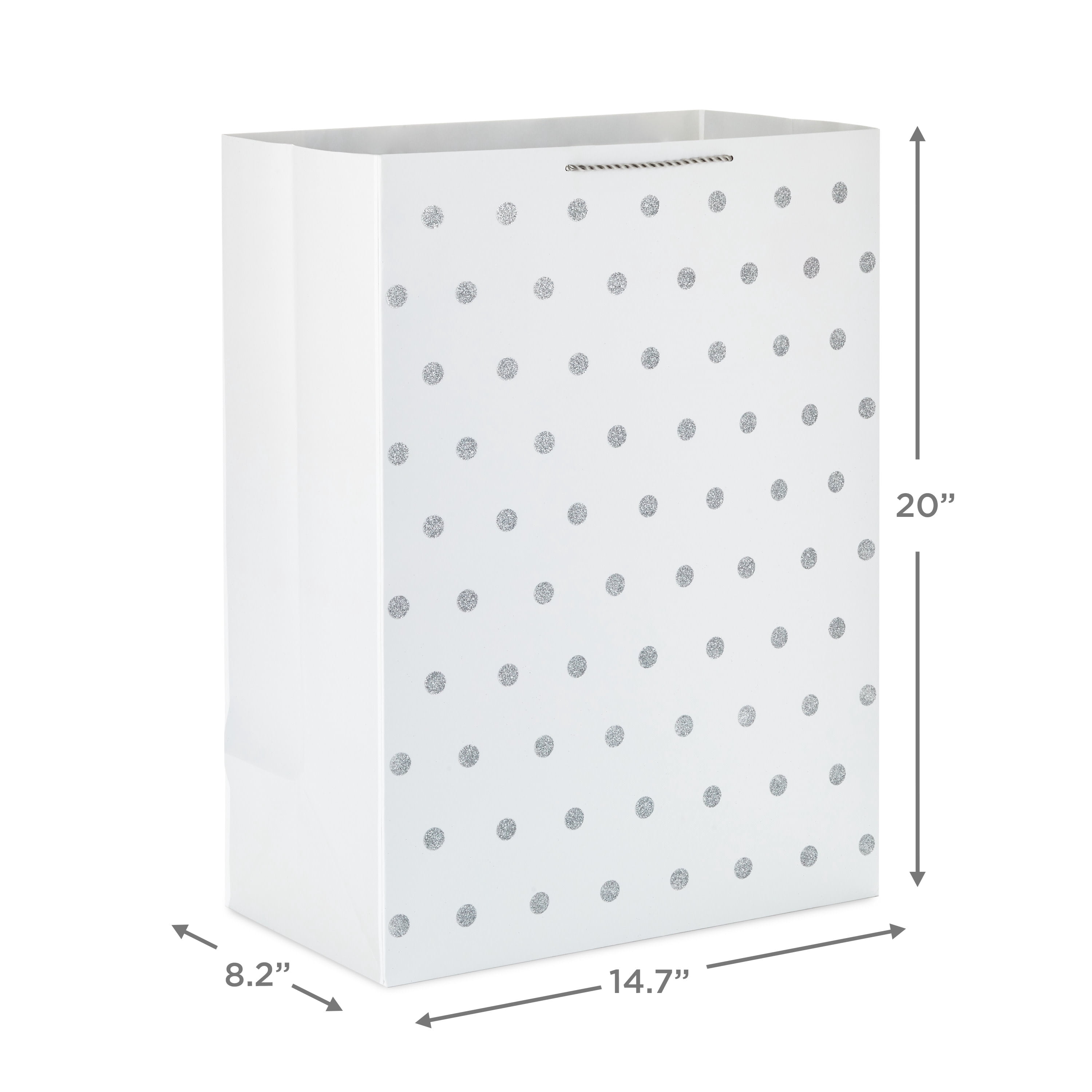 Hallmark Jumbo Gift Bag (White with Silver Glitter Dots)