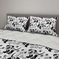 thumbnail image 2 of Bones Comforter & Sham Bedding Set, Monochrome Style Pattern of Puppy Paws on a Plain Background, 3 pcs Duvet Set Microfiber Filling Quilt, 5 Sizes, Charcoal Grey and White, by Ambesonne, 2 of 4