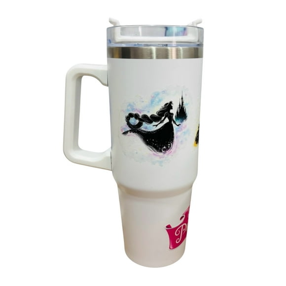 Termo de acero inoxidable Macarena Brand color blanco, Princesas de Disney de 30 Oz