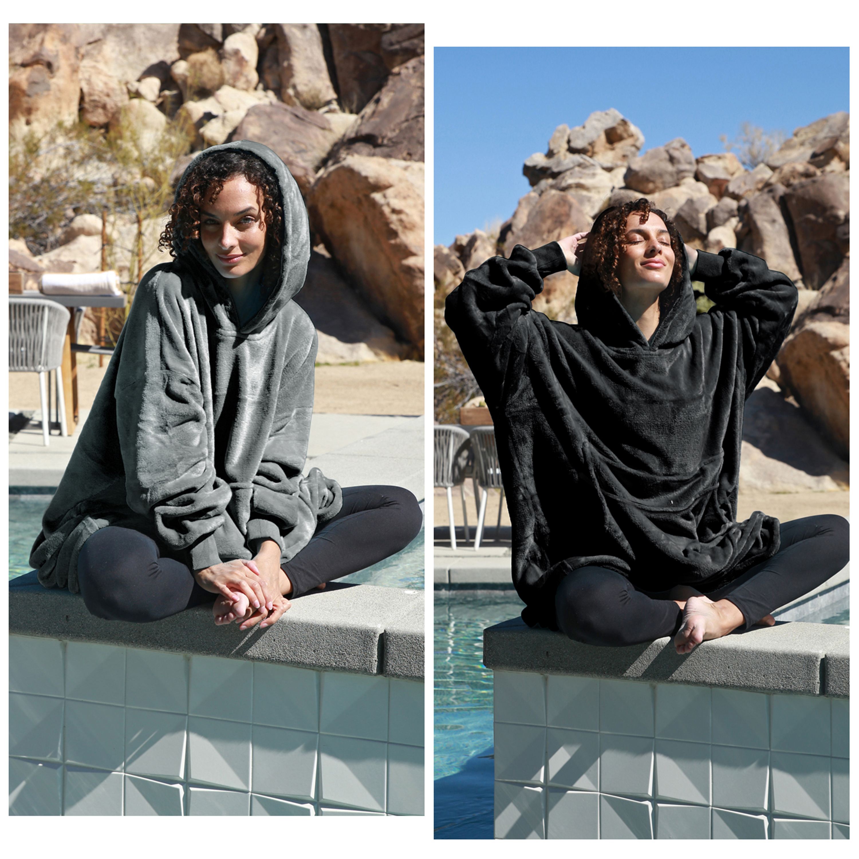 Catalonia Oversized Blanket Hoodie Sweatshirt, Lavender Wearable Fleece Pullover, Gift for Adults Men Women