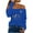 Blue, variant on IROINNID Sales Women's Off-The-Shoulder Loose Comfortable Pullover Print Long Sleeve Trendy Blouses Tops,White