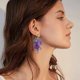 thumbnail image 4 of Unique Cute Creative Fruits Dangle Drop Earrings Transparent Sparkly Crystal Purple Grape Earring match Green Leaf for Women Girls Statement Beach Hol, 4 of 4
