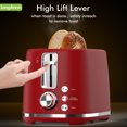 thumbnail image 6 of LONGDEEM 2 Slice Toaster - 6 Settings, Extra Wide Slots, High Lift, Auto Shutoff - Red, 6 of 7