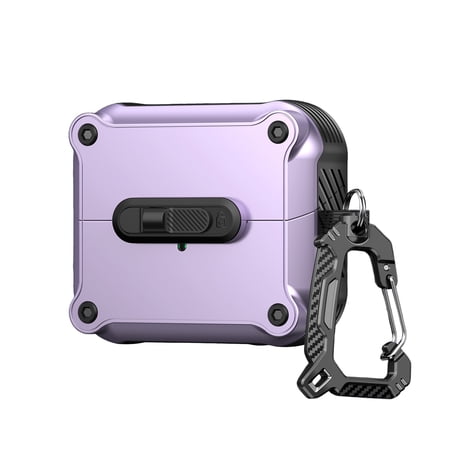 Dteck for Samsung Galaxy Buds 3/3 Pro Case with Secure Lock Clip Full Body Shockproof Protection Hard Shell with Carabiner for Women Men Purple