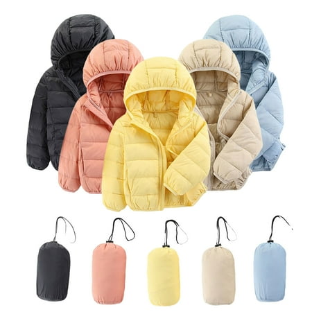 Esaierr Kids Baby Girls Down Jacket Toddler Light Puffer Winter Coat Boys Girls Warm Solid Color Cotton Snowsuit Jacket Sizes 2-14T