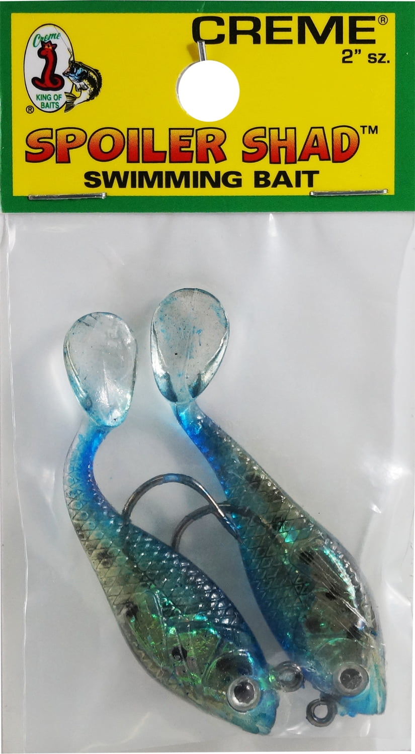 Creme 2" Spoiler Shad Swim Bait Lure, Chartreuse & Blue