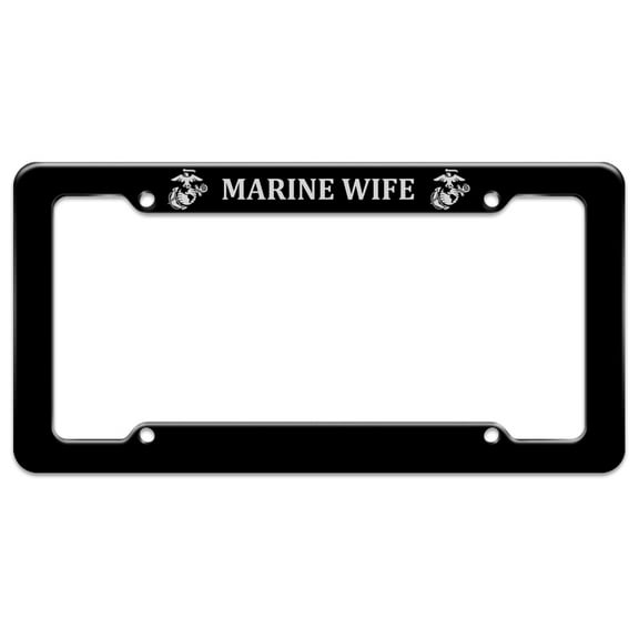 Marine Wife USMC White on Black Officially Licensed License Plate Tag Frame