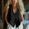 thumbnail image 2 of Cotton Linen Shirts Tank Tops for Women, Button Down V-Neck Vest Ladies Plain Cotton-Linen Sleeveless Tshirts Lightweight Breathable Blouses 2026 Summer Loose Tee Shirt, 2 of 6