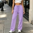 thumbnail image 5 of KICILVS Straight Leg Pants Women High Waist Wide Sweatpants Drawstring Elastic Casual Trousers with Pockets Comfy Bottoms Purple, 5 of 8