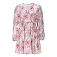 thumbnail image 5 of Levmjia Womens Dress V Neck Floral Print Autumn Long Sleeve Casual Lace Up Polyester Knee Length Vacation Beach Office Work Wear Multiple Colors Available, 5 of 9