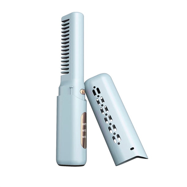 Cepillo alisador de pelo inalámbrico, cepillo alisador de pelo portátil mejorado para mujeres con tamaño de viaje en 1, peine alisador de pelo inalámbrico, recargable por USB