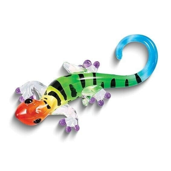 Glass Baron Multi-color Gecko Handcrafted Glass Figurine
