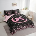 thumbnail image 3 of Manfei Pink Monogrammed C Bedding Comforter Set 7 Pieces, Kawaii Princess Ribbon Bow Full Bedding Set, Teens Girls Kids Reversible Fitted Sheet Flat Sheet, Microfiber Bedroom Decor, 3 of 7