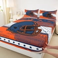 thumbnail image 3 of jejeloiu Football Game Helmet Bed Sheets,Deepblue Orange White King Sheets For Rugby Gamer 4pcs, 3 of 7
