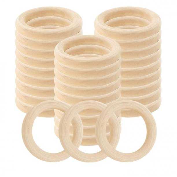 30 Anillos de Madera Natural LIUYMXG 60 mm para Manualidades Bricolaje