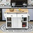 thumbnail image 5 of Glavbiku Kitchen Island Cart with Drop Leaf Countertop,Sliding Barn Door,Adjustable Height,White, 5 of 14