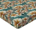 thumbnail image 4 of Ambesonne Spring Fitted Sheet, Abstract Peonies Flora Art, California King, Pale Cinnamon and Petrol Blue, 4 of 5