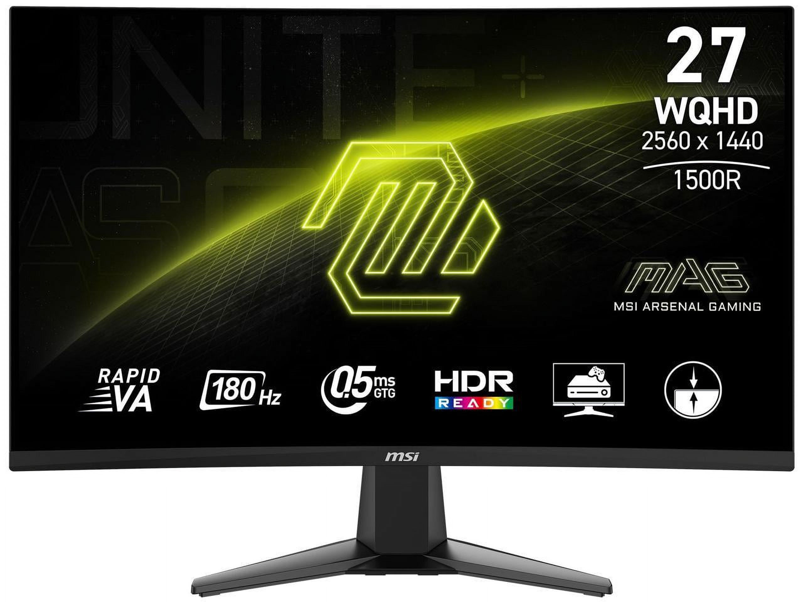 MSI 27" 180 Hz Rapid VA QHD Gaming Monitor FreeSync (AMD Adaptive Sync) 2560 x 1440 (2K) 80% Adobe RGB / 80% DCI-P3 / 105% sRGB MAG 27CQ6F