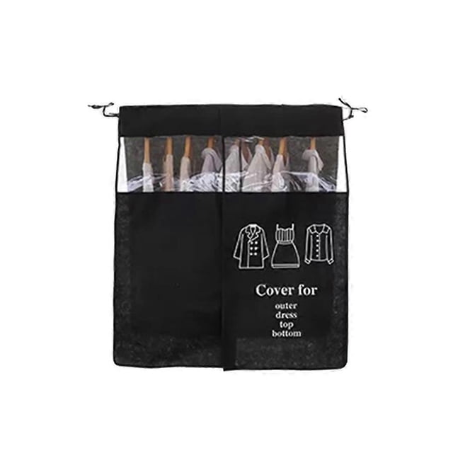 Suit Travel Garment Bag Clothing Protection Black Non-Woven Fabric Storage 2Set