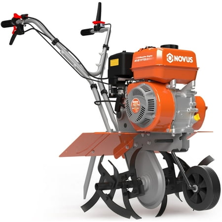 NOVUS 21 Inch Front Tine Tiller Cultivator, 212cc 4-Cycle Gas Engine, Tilling Width Adjustment 12"-21", Forward and Reverse Controls, Gas Powered Tiller for Gardening Weeding Cultivating Digging