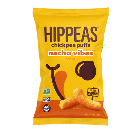 HIPPEAS Chickpea Puffs, Vegan Nacho Vibes, Gluten-Free, 4 oz(2 Packs)