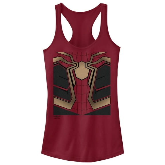 Junior's Marvel Spider-Man: No Way Home Iron Suit  Racerback Tank Top Scarlet Medium