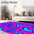 thumbnail image 2 of ODIKA 4'x6' Machine Washable Non-Slip Area Rug, Colorful Vehicle Journey Featuring Artistic Engine Illustrations High Traffic Rug with Pad, Pink, 600227, 2 of 8