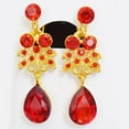 thumbnail image 4 of UDIYO Bridal Wedding Party Red Golden Color Alloy Pendant Necklace Earrings Set, 4 of 7