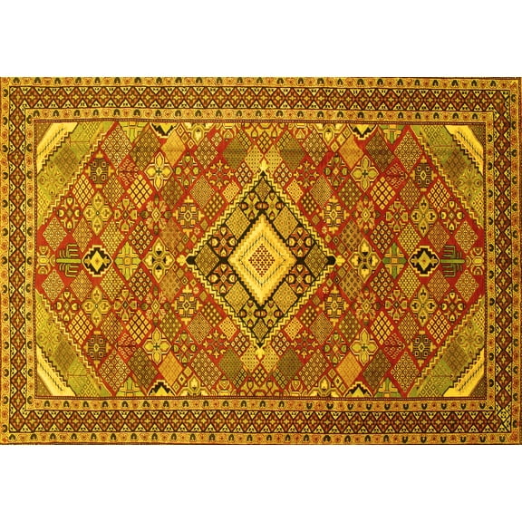 Ahgly Company Indoor Rectangle Persian Yellow Traditional Area Rugs, 5' x 7'