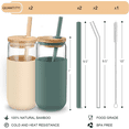 thumbnail image 5 of Set de 2 Vasos de Cristal Tipo Lata con Funda de Silicona y Tapas de Bambú en Azul Cambridge y Ámbar para Café Helado y Cerveza, 5 of 5