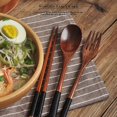 thumbnail image 5 of Japanese Style Winding Wooden Spoon Fork Chopsticks Three-piece Set Long Handle Solid Wood Adult Portable Spoon Fork Cloth Bag Tableware Untangled Spoon Fork Chopsticks 1 Cutlery Set, 5 of 8