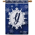thumbnail image 1 of Welcome Winter Snowflake Monogram Y Decorative House Flag Initial Letter Snow Deocr Banner for Inside and Outside 28x40 Inch Double Sided, 1 of 6