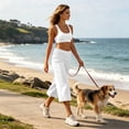 thumbnail image 5 of Pants for Women Capri Fold Over Cropped Pant Stretch Low Rise Wide Leg Yoga Bottoms, L, 5 of 7