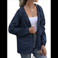 thumbnail image 2 of Impermeables para Mujer, Impermeables, Resistentes Al Viento, Ajustables, con Capucha y Bolsillos. Azul Oscuro M, 2 of 9