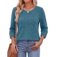 thumbnail image 4 of Fantaslook Womens 3/4 Sleeve Shirts with Buttons Dressy Casual Blouses Tunic Tops Fall Clothes, 4 of 9