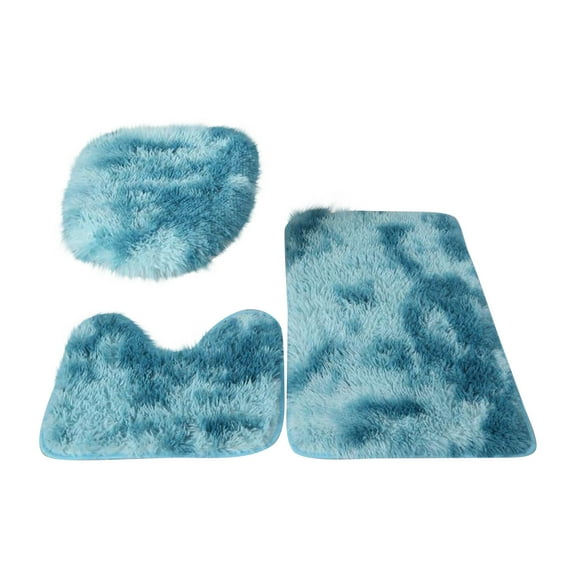 Soft Ultra-Fine Fiber Bathroom Carpet, Slip Bathroom Mat Plush Bathroom Toilet Seat Cover, Absorbent Bathroom Mat, Machine Washable, Absorbs Water Without Any Odor Bathroom Rugs (3Pcs, Dark Blue)