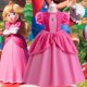 thumbnail image 1 of AG El Super Mario Bros Princess Peach Cosplay Vestido De Manga Burbuja Peluca Larga Rizada Para Niñas Carnaval Fiesta De Halloween, 1 of 4