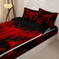 thumbnail image 3 of Feelyou Gothic Spooky Bat Zipper Queen Comforter Set with Fitted Sheet and 2 Pillowcases, Red Tribal Halloween Zipper Bedding Set, Black Reversible, 4 Pieces, 3 of 7