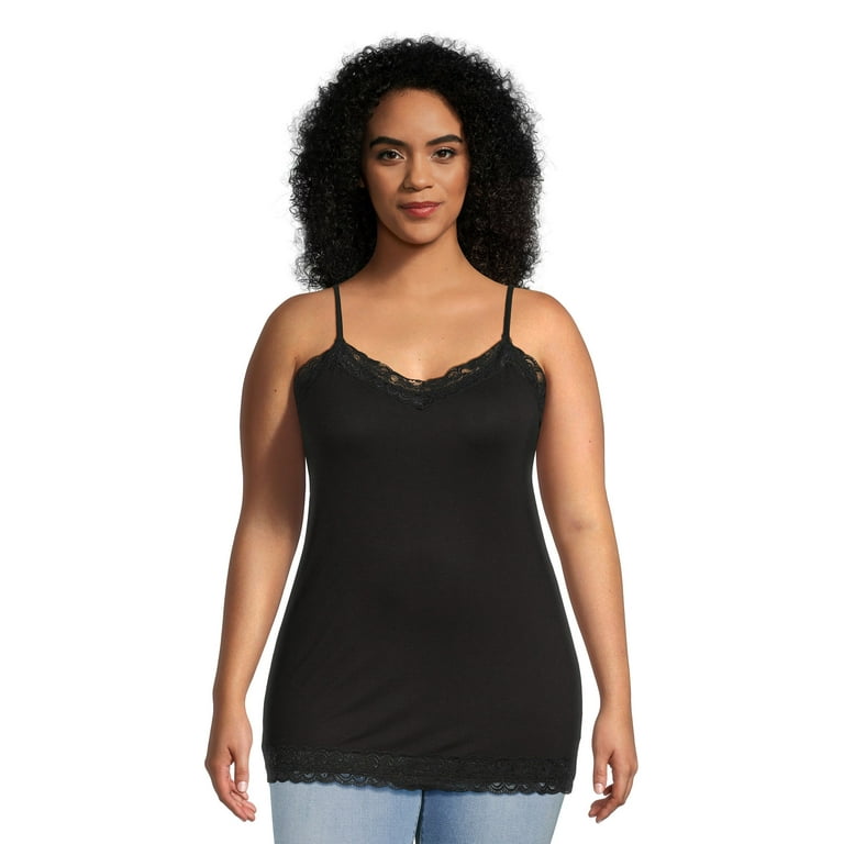 Terra Sky Women s Plus Size Lace Trim Cami Tank Top 2 Pack