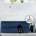 thumbnail image 1 of Lavish Touch 100% Egyptian 2 Ply Cotton 700 GSM Mosaic Pack of 2 Bath Sheets - Navy Peone (Blue), 1 of 7